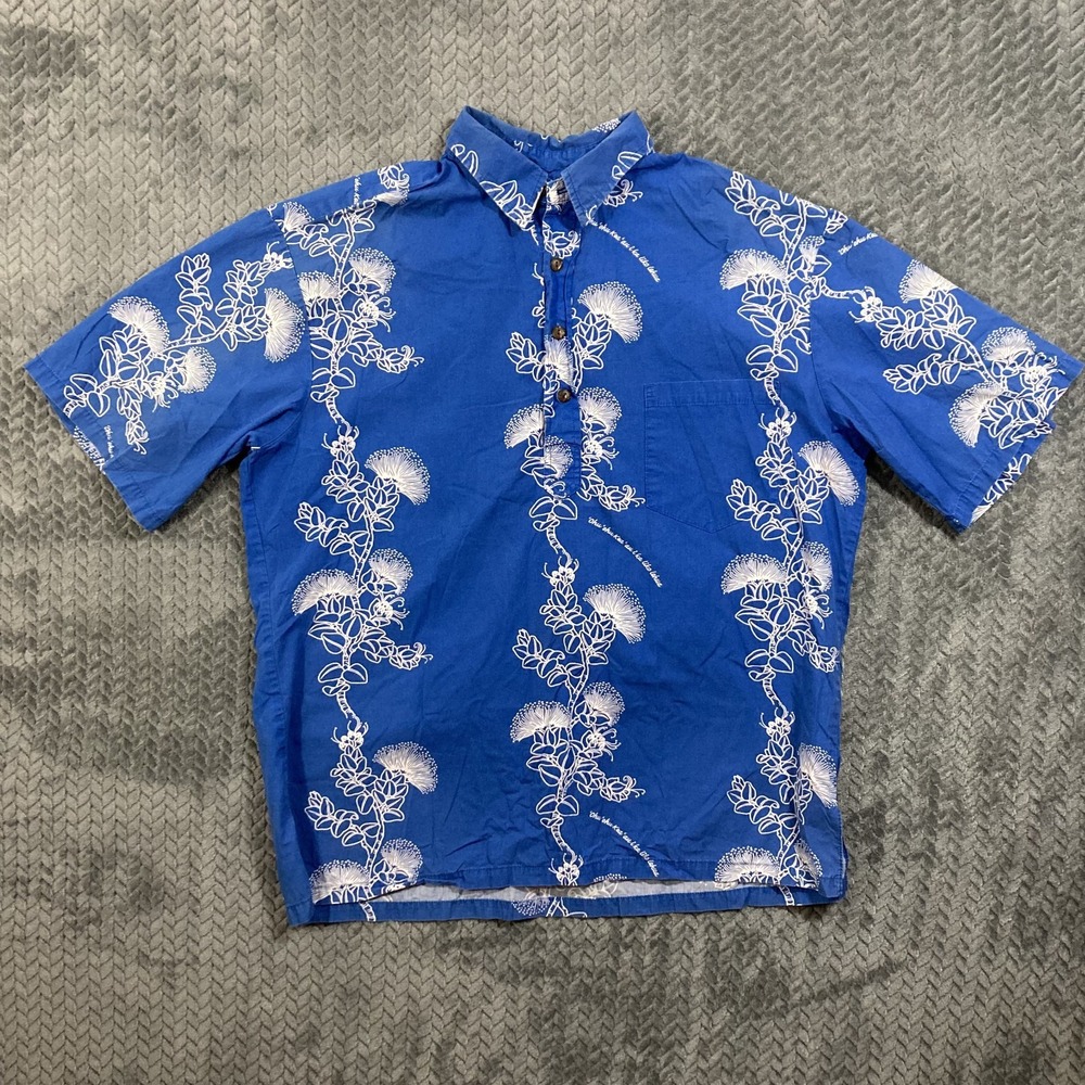 M.I.L.L.S. Shirt Mens XL Hawaiian Floral Print Blue Button-down EUC